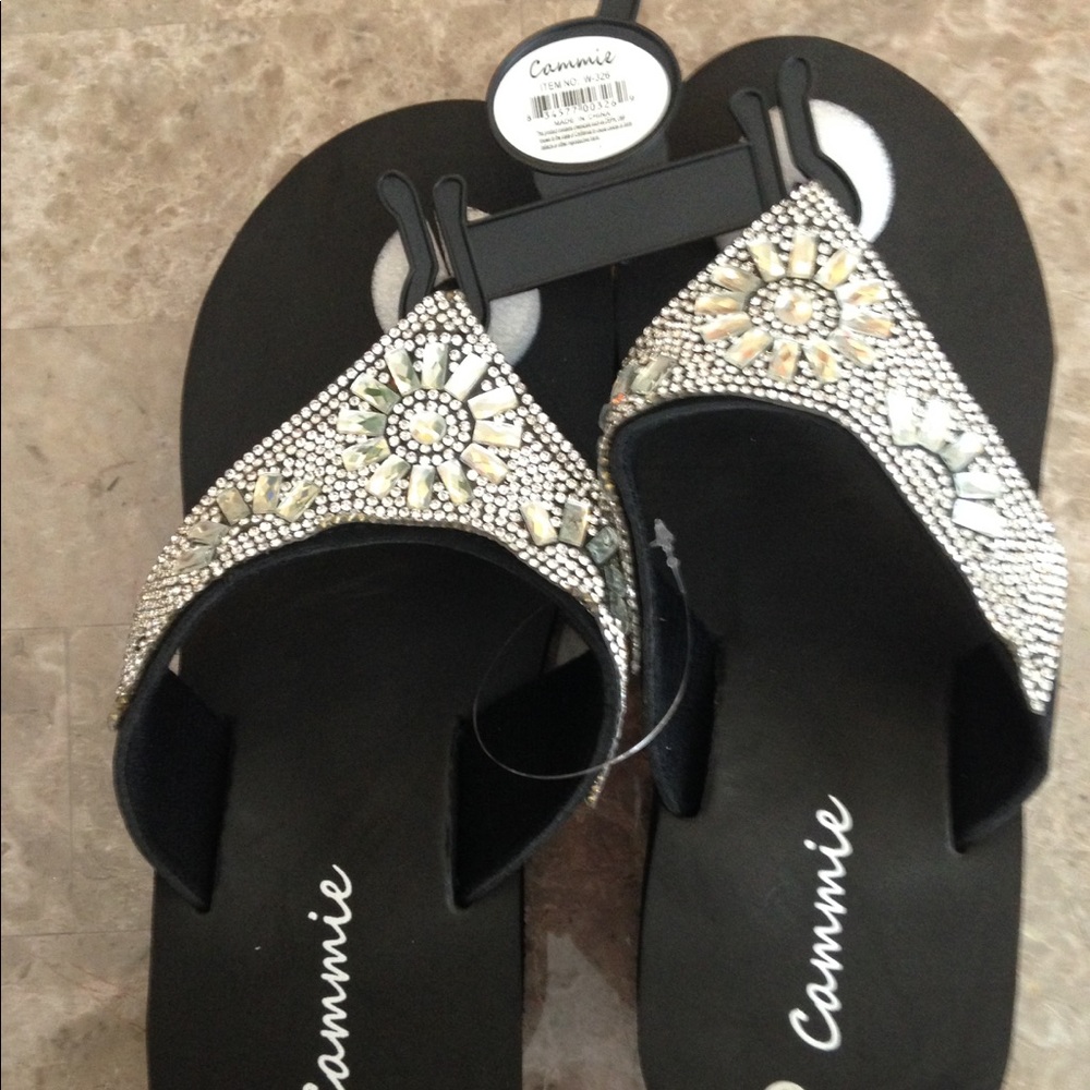 Cammie Rhinestone Wedge Flip Flops